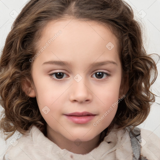 Neutral white child female with medium  brown hair and brown eyes