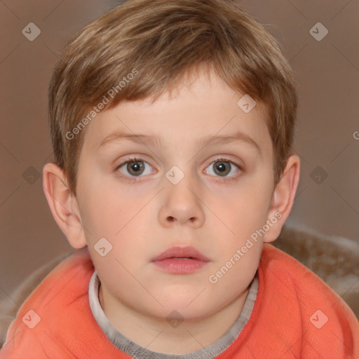 Neutral white child male with short  brown hair and brown eyes