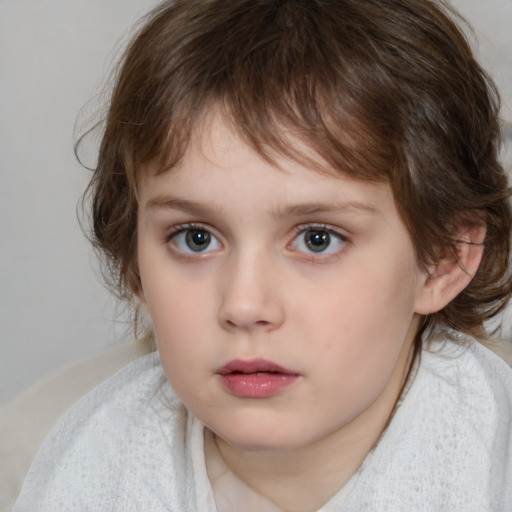 Neutral white child female with medium  brown hair and brown eyes