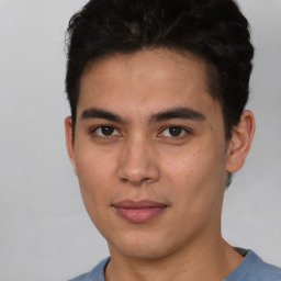 Neutral asian young-adult male with short  brown hair and brown eyes