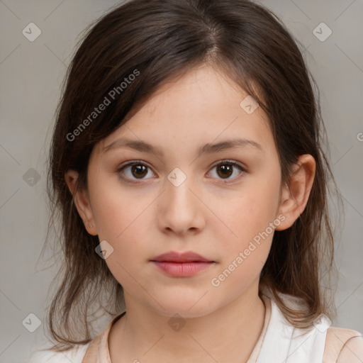 Neutral white child female with medium  brown hair and brown eyes