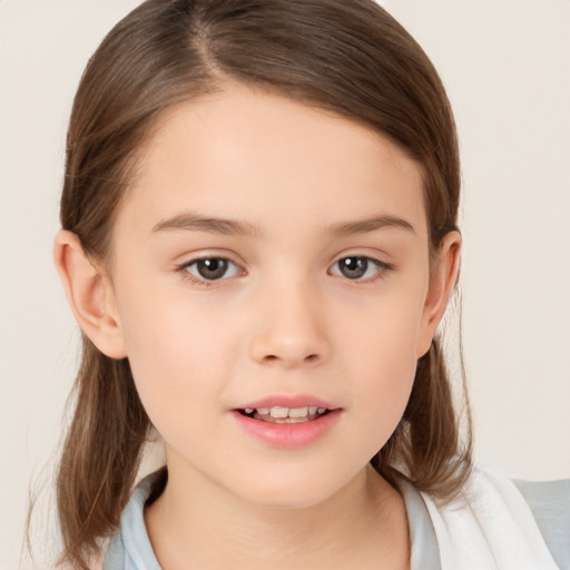 Neutral white child female with medium  brown hair and brown eyes