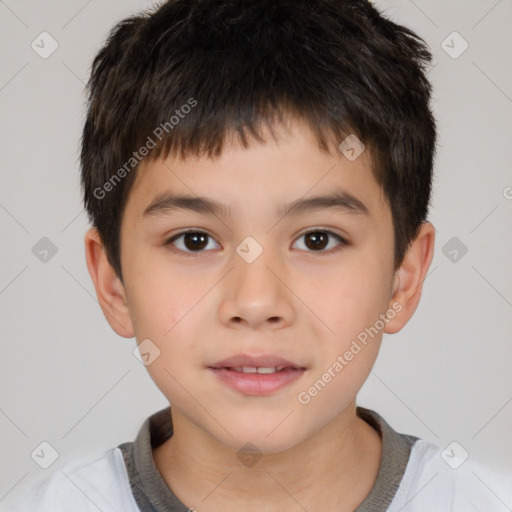 Neutral white child male with short  brown hair and brown eyes