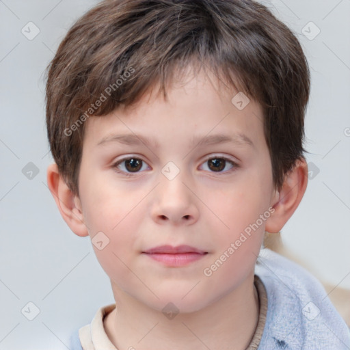 Neutral white child male with short  brown hair and brown eyes