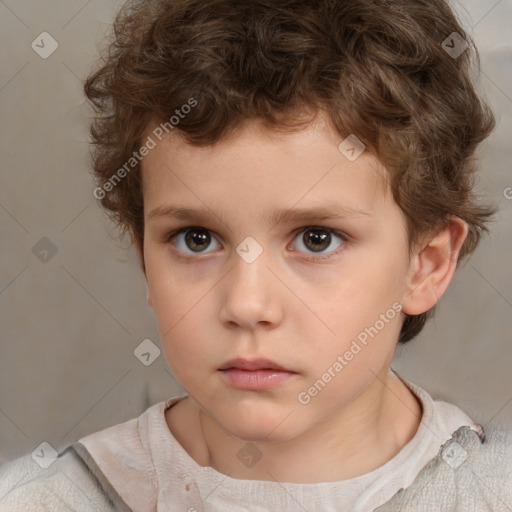 Neutral white child male with short  brown hair and brown eyes