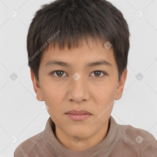 Neutral asian young-adult male with short  brown hair and brown eyes