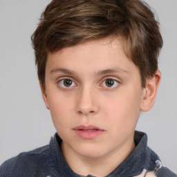 Neutral white child male with short  brown hair and brown eyes