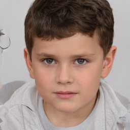 Neutral white child male with short  brown hair and brown eyes