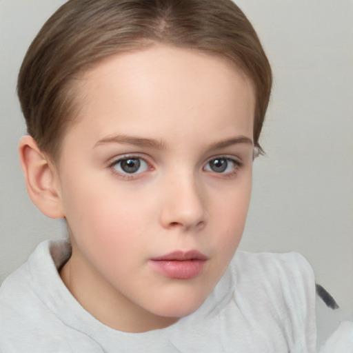 Neutral white child female with medium  brown hair and brown eyes