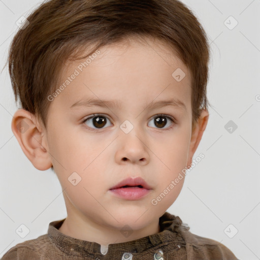 Neutral white child female with short  brown hair and brown eyes