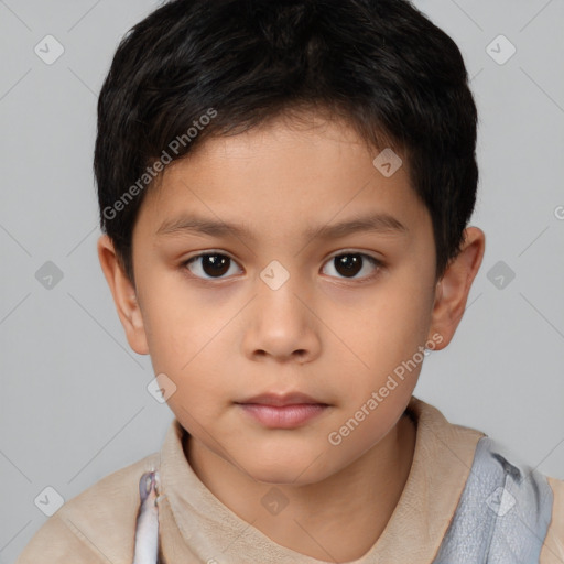 Neutral white child male with short  brown hair and brown eyes