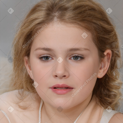 Neutral white child female with medium  brown hair and brown eyes