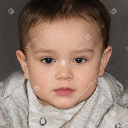 Neutral white child female with short  brown hair and brown eyes