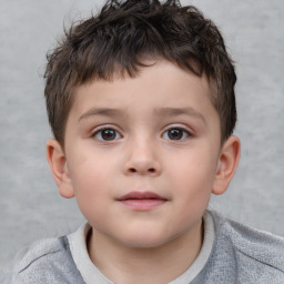 Neutral white child male with short  brown hair and brown eyes