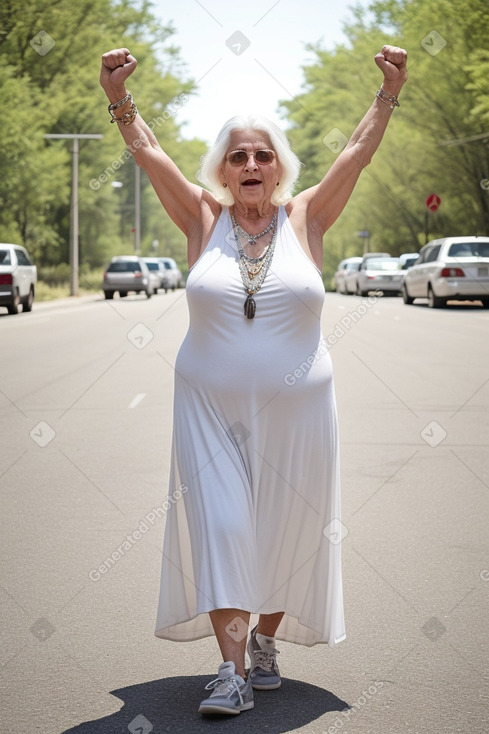 Caucasian elderly female with  white hair