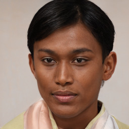 Neutral asian young-adult male with short  brown hair and brown eyes