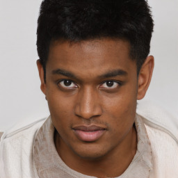 Neutral black young-adult male with short  brown hair and brown eyes