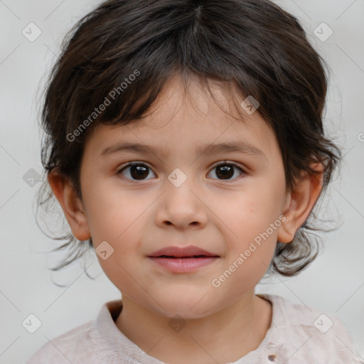 Neutral white child female with medium  brown hair and brown eyes