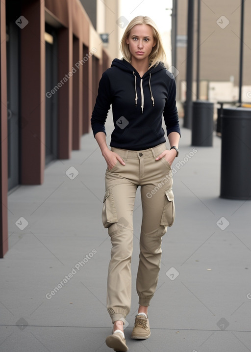 Caucasian adult female with  blonde hair