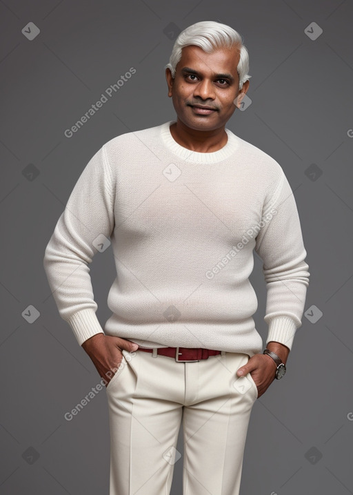 Sri lankan middle-aged male with  white hair