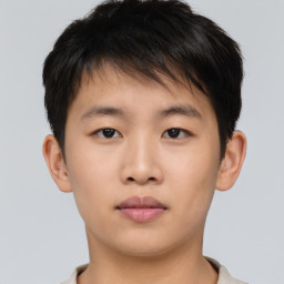 Neutral asian young-adult male with short  brown hair and brown eyes