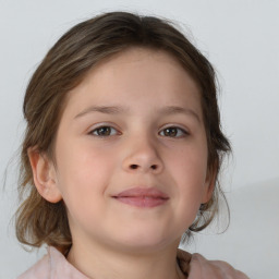 Neutral white child female with medium  brown hair and brown eyes