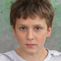 Neutral white child male with short  brown hair and brown eyes