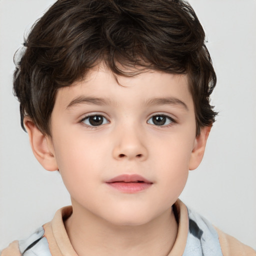 Neutral white child male with short  brown hair and brown eyes