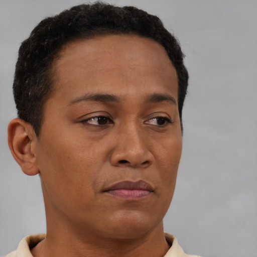 Neutral latino young-adult male with short  brown hair and brown eyes