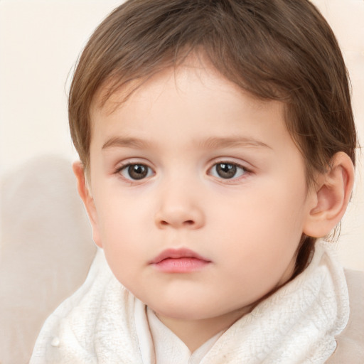 Neutral white child male with medium  brown hair and brown eyes