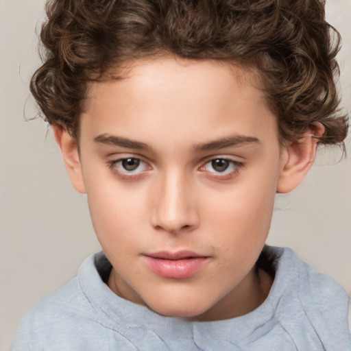 Neutral white child female with short  brown hair and brown eyes