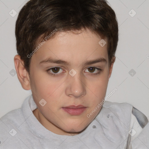 Neutral white child male with short  brown hair and brown eyes