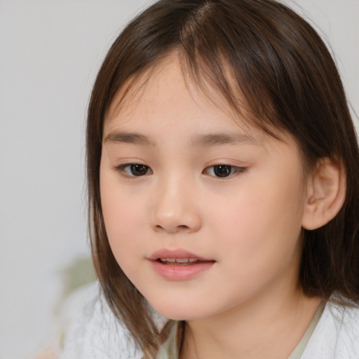 Neutral white child female with medium  brown hair and brown eyes