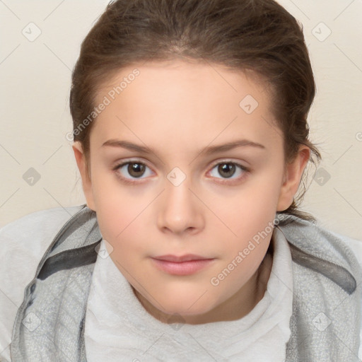 Neutral white child female with short  brown hair and brown eyes