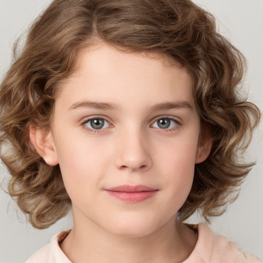 Neutral white child female with medium  brown hair and brown eyes