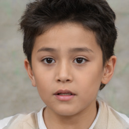 Neutral white child male with short  brown hair and brown eyes