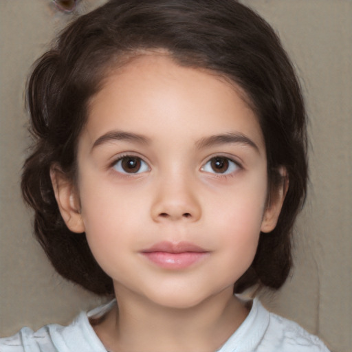 Neutral white child female with medium  brown hair and brown eyes