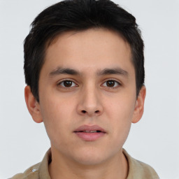 Neutral asian young-adult male with short  brown hair and brown eyes