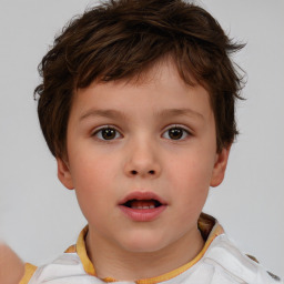 Neutral white child male with short  brown hair and brown eyes