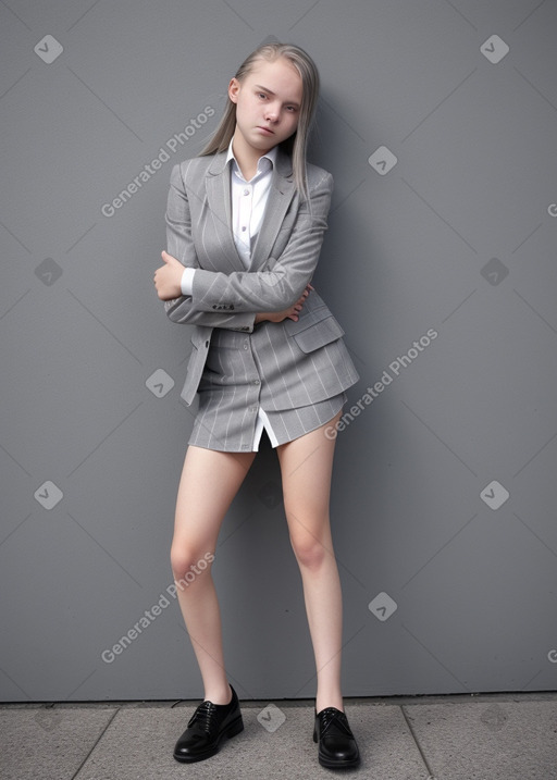 Icelandic teenager girl with  gray hair