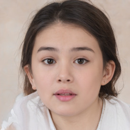 Neutral white child female with medium  brown hair and brown eyes