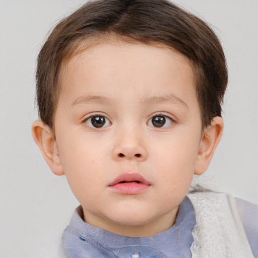 Neutral white child female with short  brown hair and brown eyes