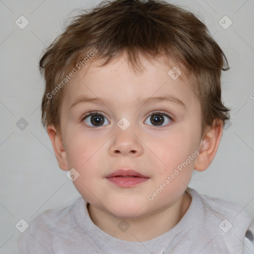 Neutral white child male with short  brown hair and brown eyes