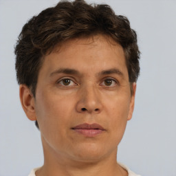 Neutral white adult male with short  brown hair and brown eyes