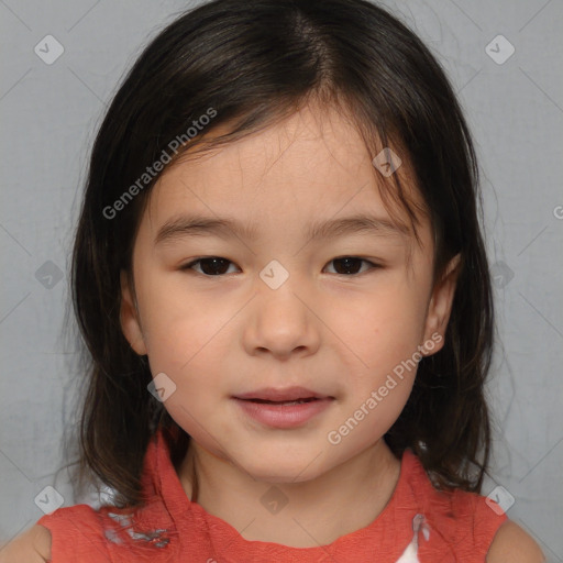 Neutral white child female with medium  brown hair and brown eyes