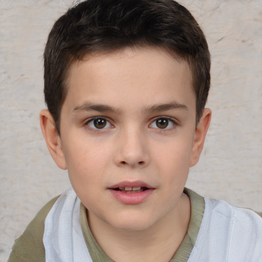 Neutral white child male with short  brown hair and brown eyes