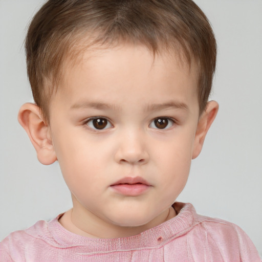 Neutral white child male with short  brown hair and brown eyes