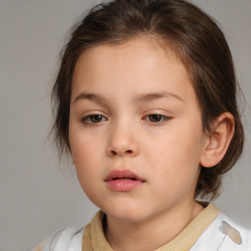 Neutral white child female with medium  brown hair and brown eyes