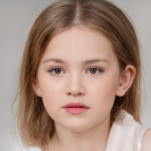 Neutral white child female with medium  brown hair and brown eyes