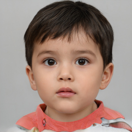 Neutral white child male with short  brown hair and brown eyes